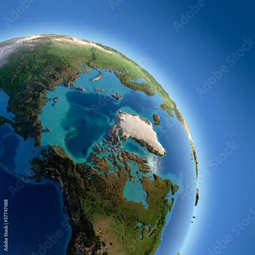 Naklejka - mata magnetyczna na lodówkę Trójwymiarowa Ziemia na niebieskim tle