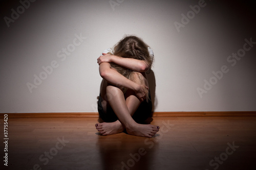 Naklejka na szafę Depressed young lonely woman