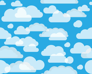 Fototapete - Clouds on green-blue sky. seamless background