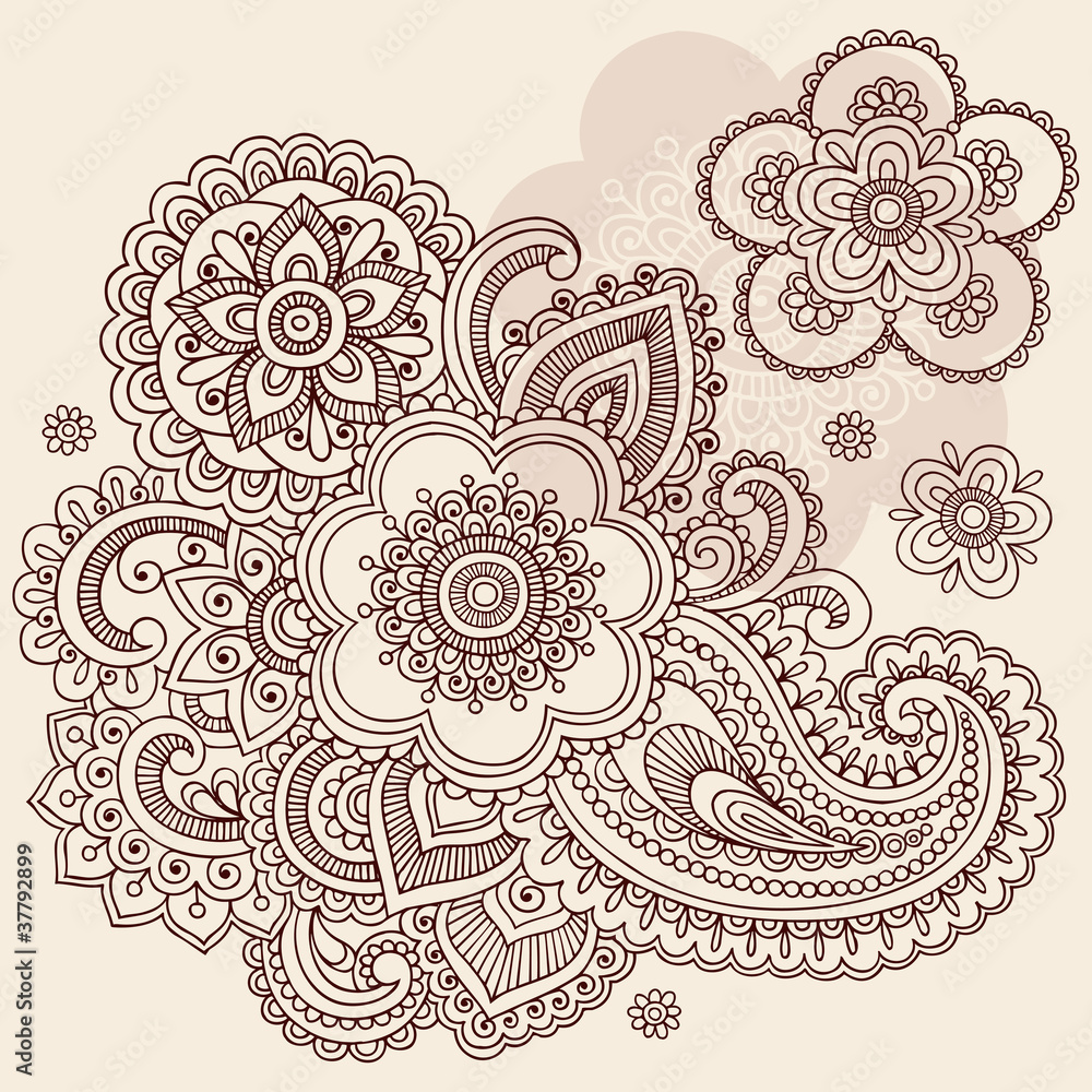 Henna Mehndi Paisley Doodle Vector Design Stock Vector | Adobe Stock