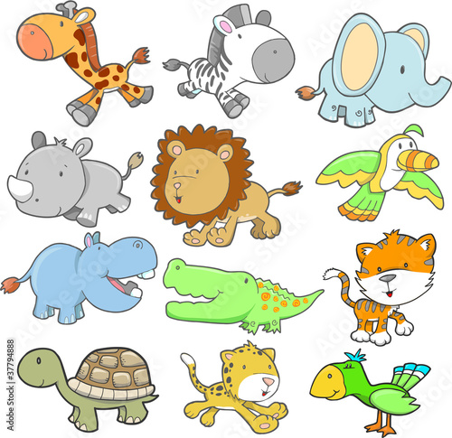 Obraz w ramie Safari Animal Design elements Vector Set