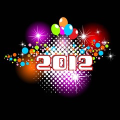 Poster - 2012 Abstract vector New Year greeting card, with balloons & hal