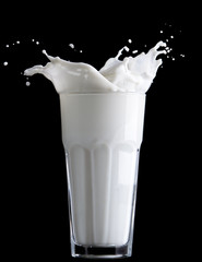 milk splash on black background
