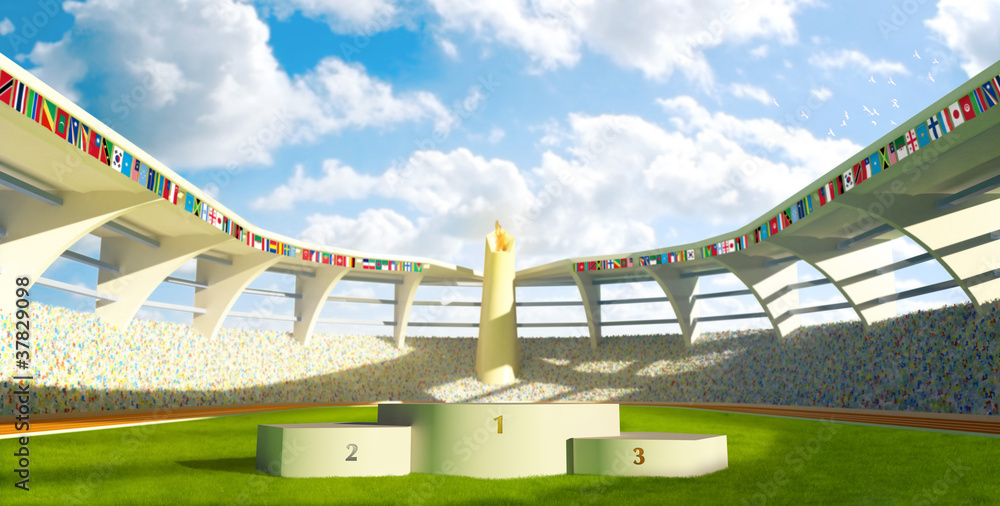 Olympic Stadium with podium - obrazy, fototapety, plakaty 