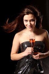 Poster - Mädchen mit Prosecco