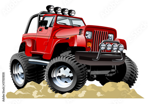 Nowoczesny obraz na płótnie Vector cartoon jeep one-click repaint