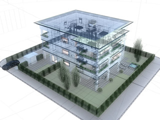 appartamento rendering 3d exterior architettura progetto