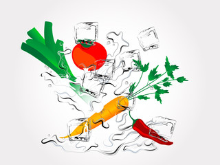 Sticker - Vegetables in splash