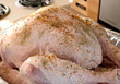 Seasoned uncooked turkey - ready for roasting