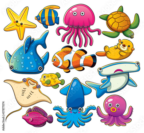 Naklejka - mata magnetyczna na lodówkę Sea Animals Collection