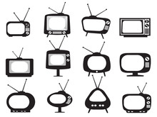 Black Retro Tv Icons Set