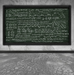 maths formula on chalkboard in classroom