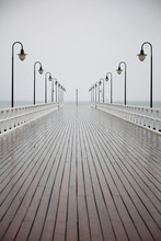 Old Pier In Rain On Baltic Sea Orlowo Gdynia Poland