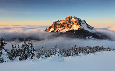 Poster - Roszutec peak in sunset - Slovakia mountain Fatra