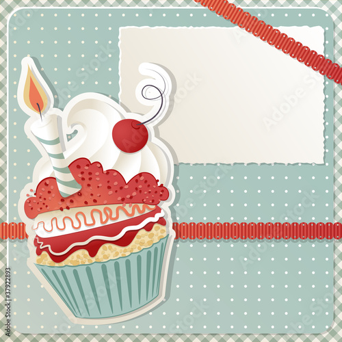 Naklejka - mata magnetyczna na lodówkę Dolcetto di compleanno - Birthday Cupcake