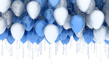 White And Blue Party Balloons Isolated On White
