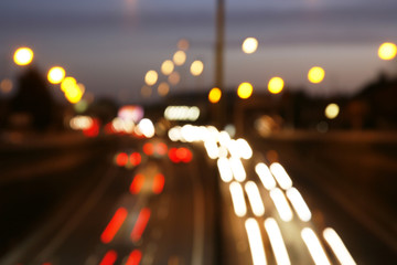 Traffic lights in motion blur at Night