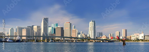 Plakat na papierze fotorealistycznym Miami Florida panorama budynków w centrum miasta