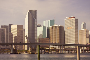 Wall Mural - Miami Florida colorful sunrise panorama