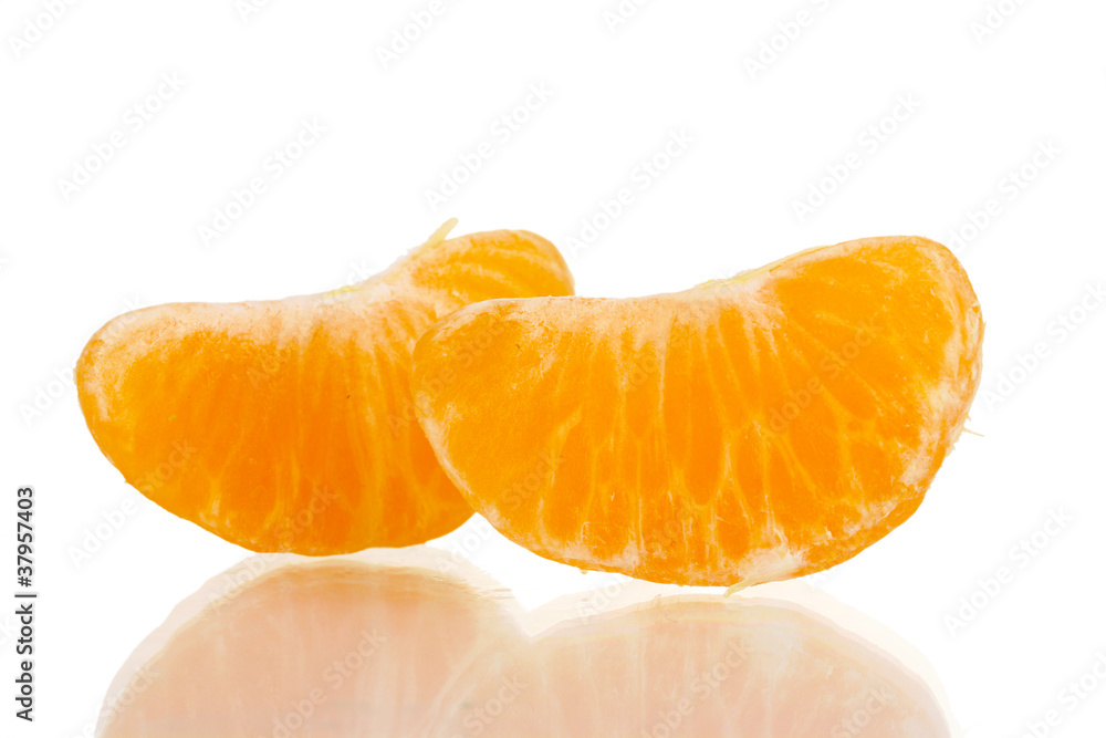 Ripe orange tangerine clove isolated on white