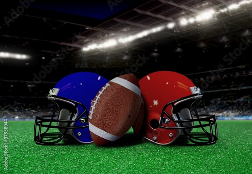 Naklejka dekoracyjna football equipment on the field at night