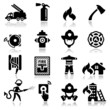 Icons set firefighter