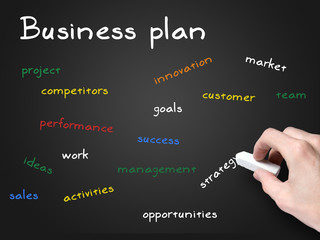 Wall Mural - business plan on blackboard