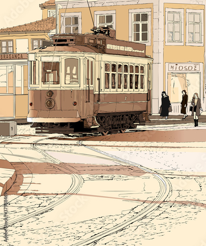 Fototapety tramwaje  stary-tramwaj-w-portugalii