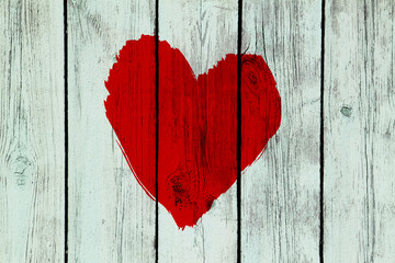 love symbol on old wooden wall