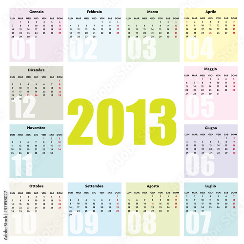 Calendario 2013 Ita Con Festivita Colori Tenui Buy This Stock Vector And Explore Similar Vectors At Adobe Stock Adobe Stock