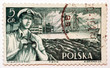 Polski znaczek pocztowy z lat 1950/1960  - marynarz w porcie
