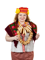 woman in Russian folk clothes