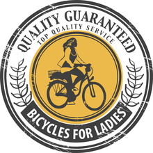 Bicycles For Ladies Stamp, Vector Illustration