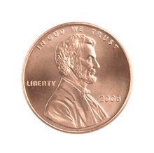 Lincoln Penny On White Background