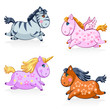 Great Set of Cute Magic Horses and Unicorns - in vector