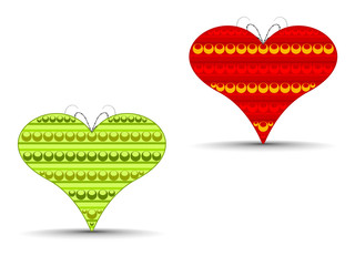 Wall Mural - vector illustration of two abstract heart shapes on isolated bac
