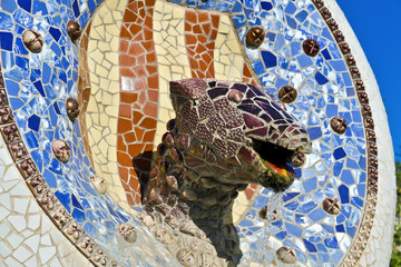 Mosaic Dragon made of broken ceramic