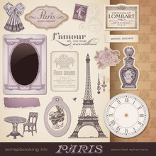 Vector Set: Paris - Romantic Ephemera And Design Elements