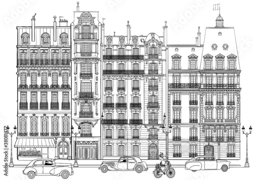 Naklejka na drzwi Paris - Facades