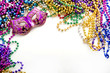 canvas print picture - Mask and mardi gras beads