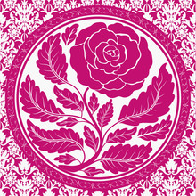 Pink Vintage Rose In Round Frame
