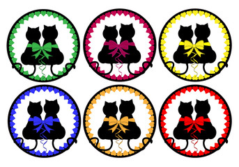 Cats love button vector