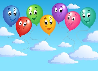 Poster - Blue sky with inflatable balloons 2