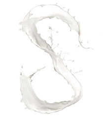 Poster - Letter S made of milk splash,isolated on white background