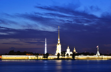 Wall Mural - Peter and Paul Fortress at night