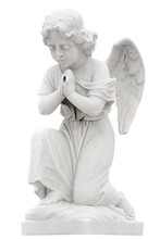 Statue Of A Child Angel Praying Isolated On White