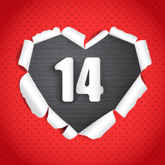 Poster - Valentine heart of torn paper