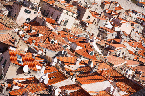 Plakat na papierze fotorealistycznym Dubrovnik stare miasto czerwone dachy