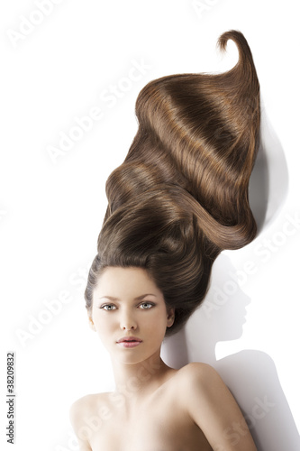 Beauty Young Girl Hairstyle She Is In Front Of The Camera