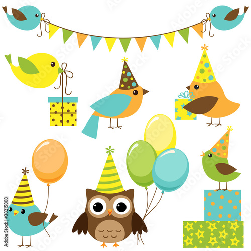 Fototapeta na wymiar Vector set of party birds